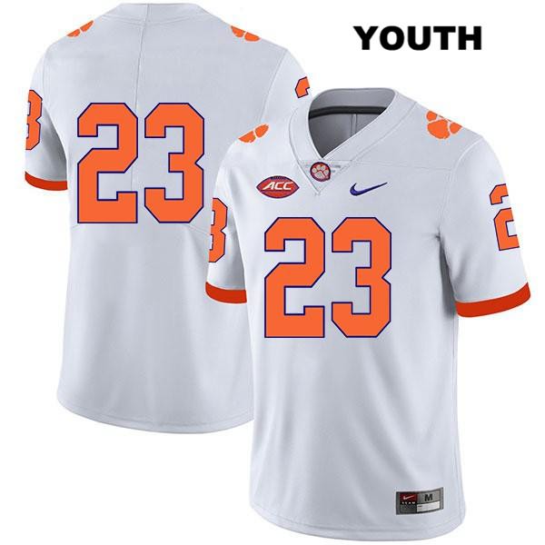 Youth Clemson Tigers #23 Andrew Booth Jr. Stitched White Legend Authentic Nike No Name NCAA College Football Jersey ZNS1246VD